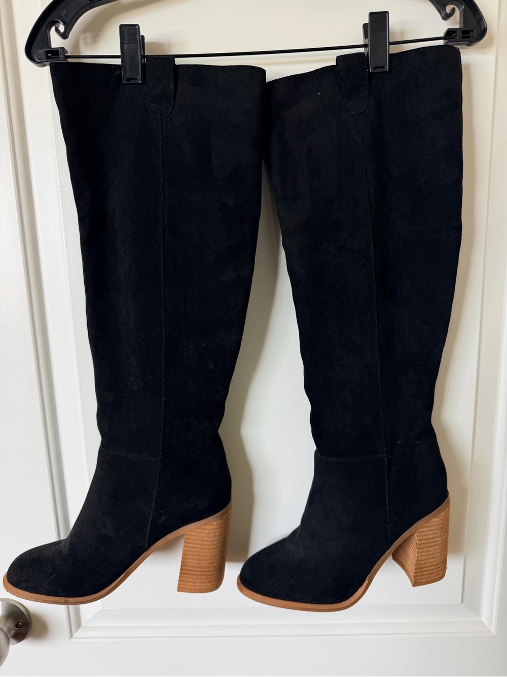Lulus Vegan Suede Knee-High Black Boots